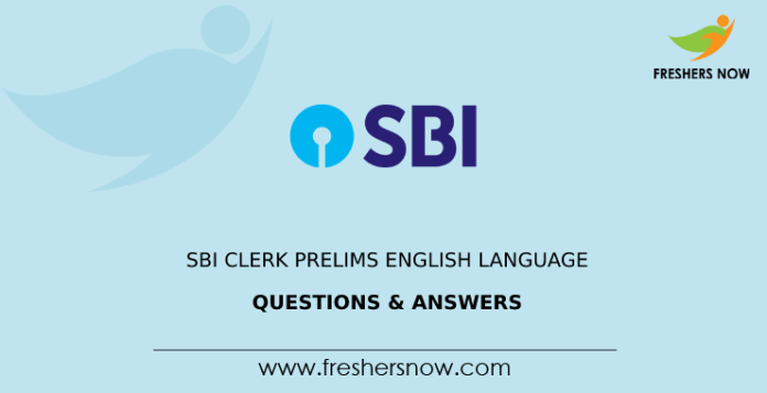 SBI Clerk Prelims English Language Questions & Answers
