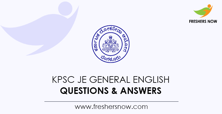 KPSC JE General English Questions & Answers