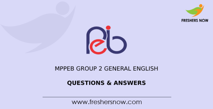 MPPEB Group 2 General English Questions & Answers