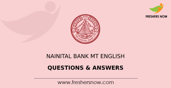 Nainital Bank MT English Questions & Answers