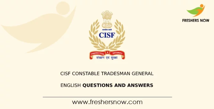 CISF Constable Tradesman General English Questions and Answers-min