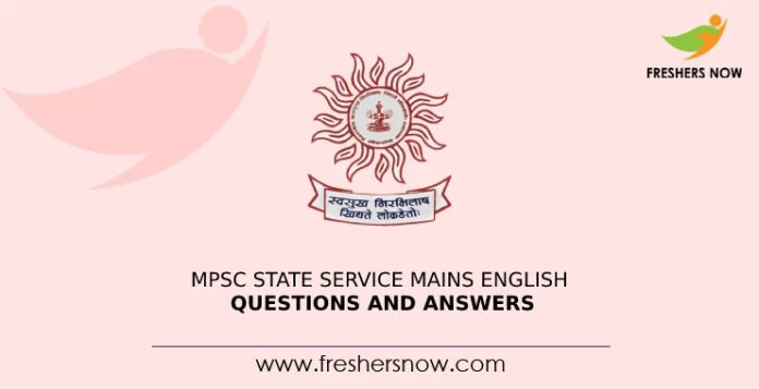 MPSC State Service Mains English Questions and Answers