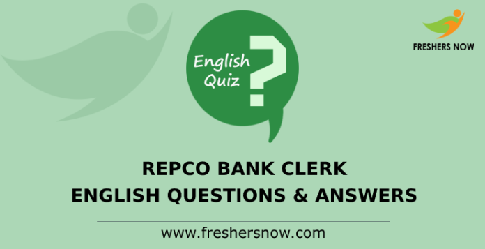 Repco Bank Clerk English Questions and Answers