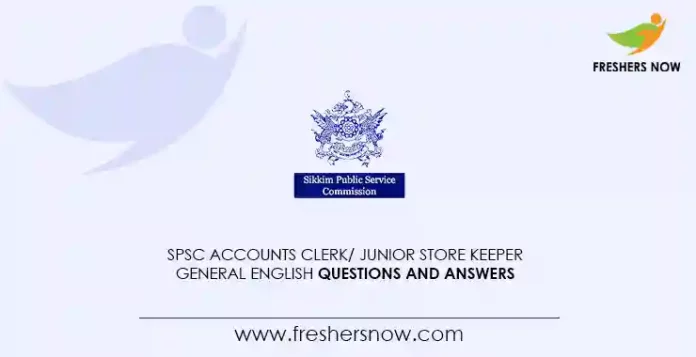 SPSC Accounts Clerk Junior Store Keeper General English Questions and Answers