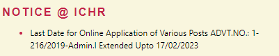 ICHR Application Extension Notice