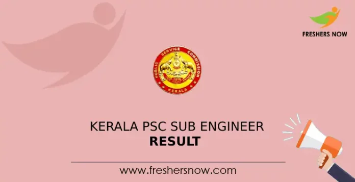Kerala PSC Sub Engineer Result