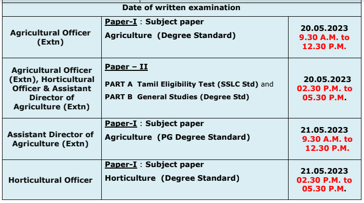 TNPSC AO,HO, and ADA Examination Dates