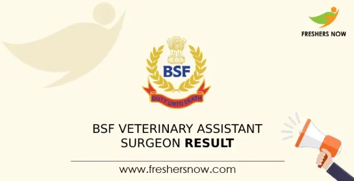 BSF Veterinary Assistant Surgeon Result