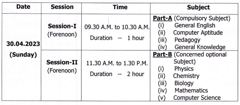 OPSC PGT Science Stream Exam Schedule