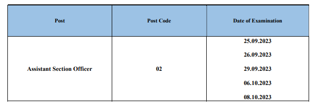 DDA Assistant Section Officer Exam Dates