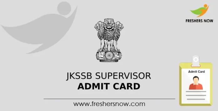 JKSSB Supervisor Admit Card
