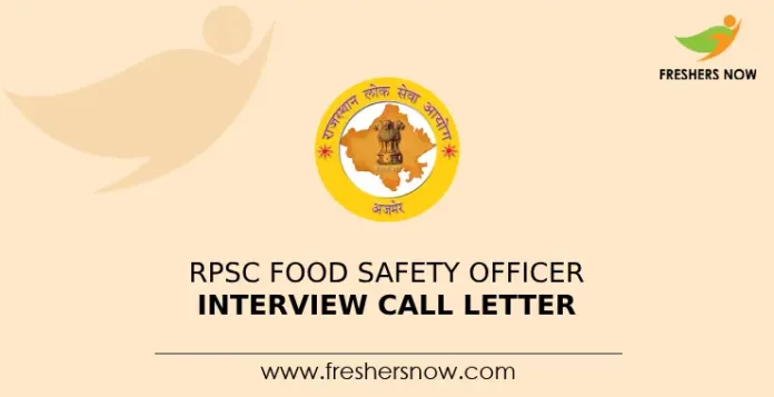 RPSC Food Safety Officer Interview Call Letter