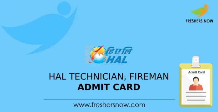 HAL Technician, Fireman Admit Card